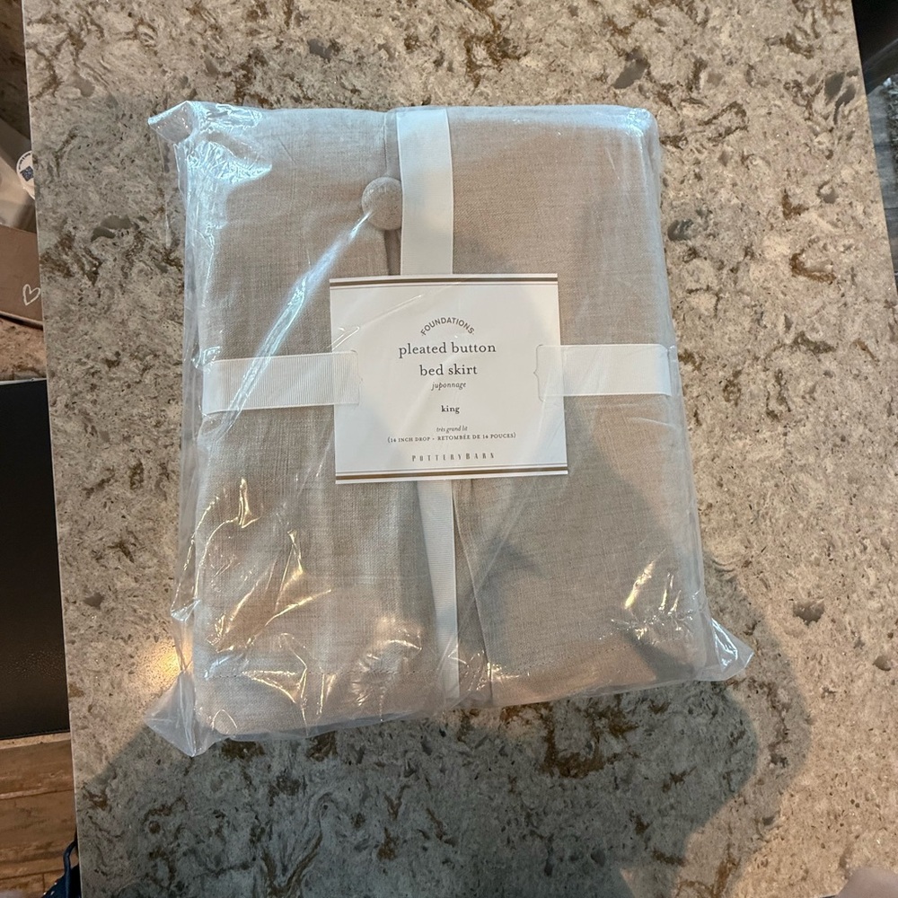 Pottery Barn flax linen pleated Bed Skirt